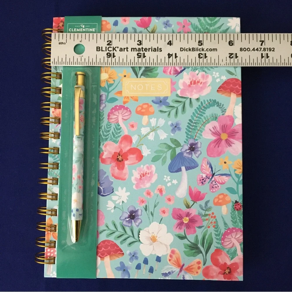 Clementine Spiral Notebook ~ Mushroom Floral Meadow Notebook